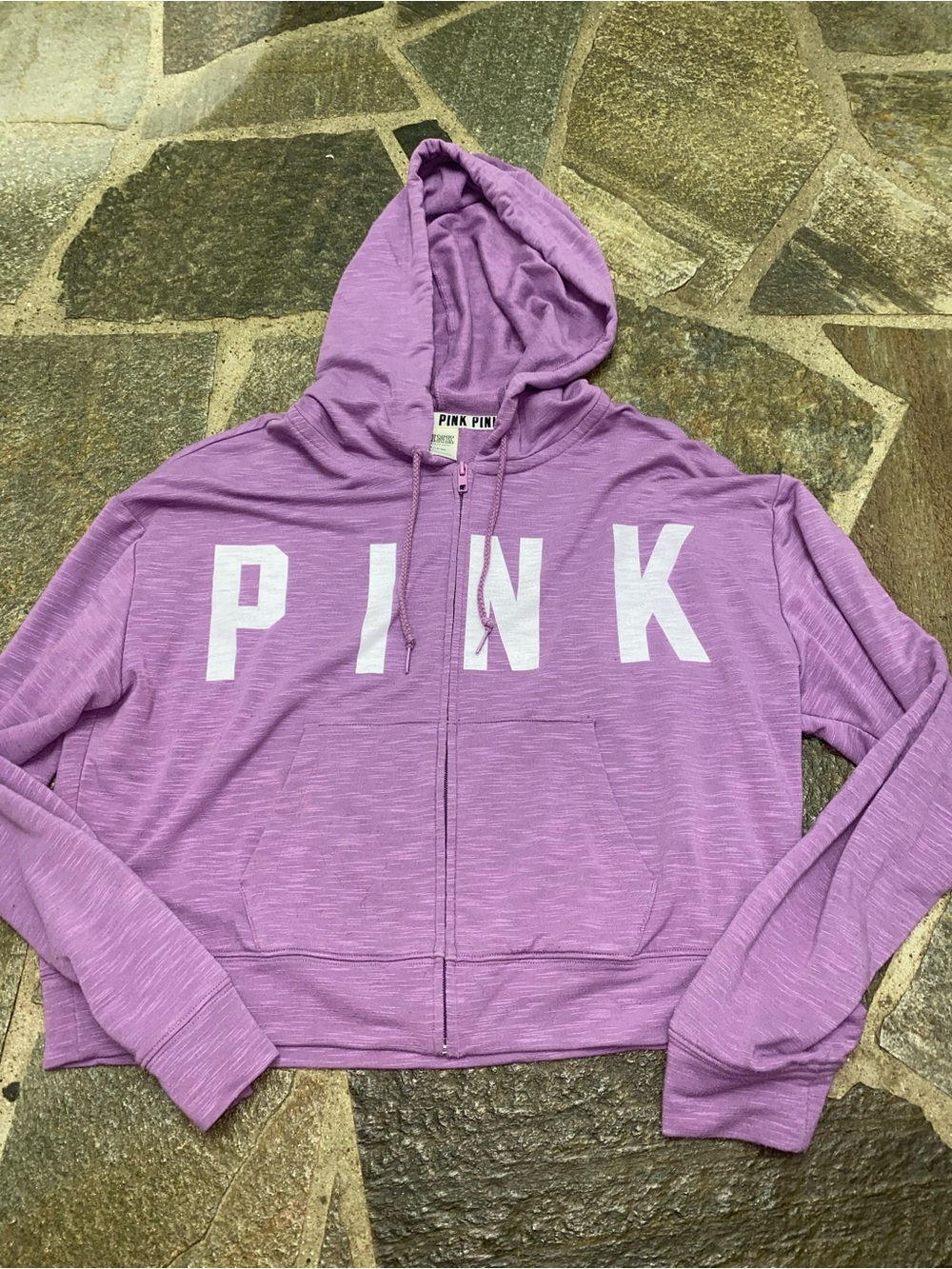 Victorias Secret Pink Cropped Zip Up Hoodie